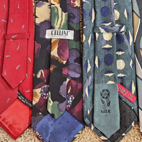 Lot of 8 Men 100% Silk Neckties Mixed Patterns Anthony Foxx Cellini Liz K + more - Picture 4 of 9